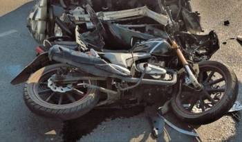ДТП 9.07.2021 в Салавате на ул. Ленинградской, поврежденный мотоцикл